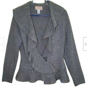 FWM Fenn Wright Manson Cardigan M Gray Lambs Wool